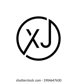 Letra creativa circular Diseño de logotipo XJ Resumen Ilustración vectorial moderna