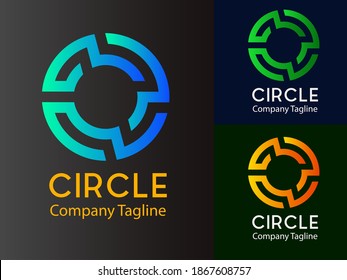 Creative circle logo design isolated on different background color.