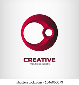 Creative Circle Logo Design with Red Color. Modern Vector Design for Business Sign, Identity, Label, Badge. Initial O Logo Concept