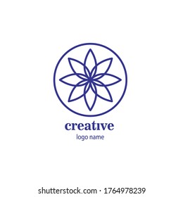 creative circle logo flower simple line color vector design