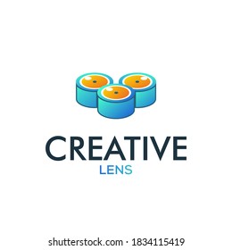 Logotipo de círculo creativo, concepto de diseño de lente, energía de círculo, diseño de logotipo de potencia, logotipo de bola