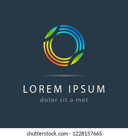 Creative circle logo template, modern geometric colored symbol. Logotype design, abstract icon