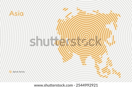 Creative circle map of Asia Continent. Spiral fingerprint series