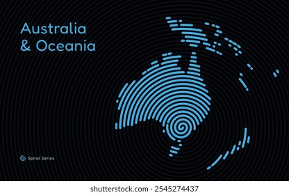 Mapa circular creativo de Australia
 Continente de Oceanía. Serie de huellas dactilares en espiral