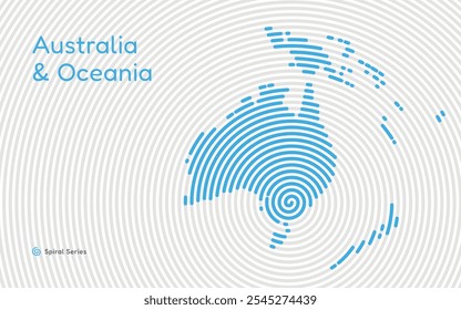 Mapa circular creativo de Australia
 Continente de Oceanía. Serie de huellas dactilares en espiral