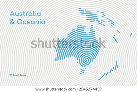 Creative circle map of Australia
 Oceania Continent. Spiral fingerprint series