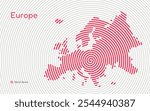 Creative circle map of Europe. Spiral fingerprint series	