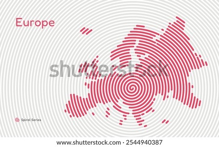 Creative circle map of Europe. Spiral fingerprint series	