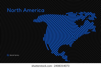 Kreative Kreiskarte von Nordamerika. SpiralFingerabdruckserie	