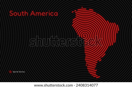 Creative circle map of South America. Political map. Spiral fingerprint series	