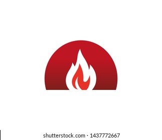 Creative Circle Oven Fire Logo Design Vector Symbol Illustration