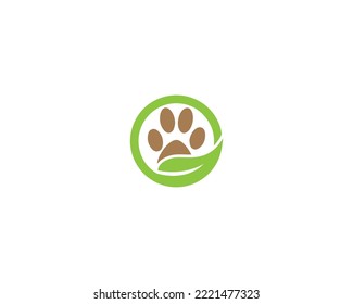 Creative Circle Paw Logo Design Pet And Eco Combination Symbol Vector.