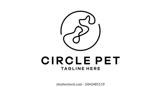 creative circle pet logo design, pet logo design with minimalist line style, logo design template, symbol, icon, vector, creative idea.