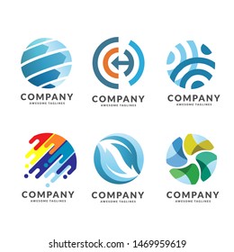 creative circle technology and network logo set concept