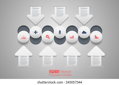 Creative circles with arrows for infographic. Template for timeline , graph, presentation and chart. Business concept with options. Eps10 vector for your design