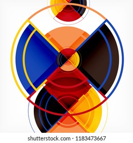 Creative circles geometric abstract background with 3d effect, vector trendy template