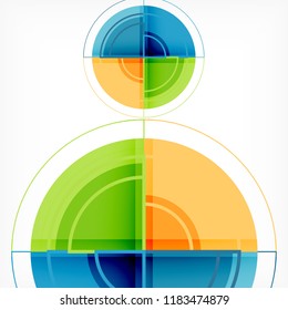 Creative circles geometric abstract background with 3d effect, vector trendy template