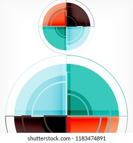 Creative circles geometric abstract background with 3d effect, vector trendy template