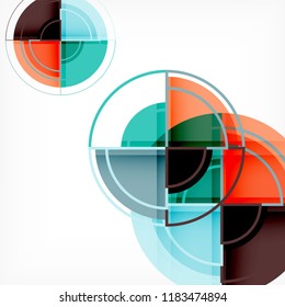 Creative circles geometric abstract background with 3d effect, vector trendy template