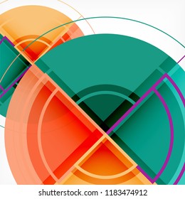 Creative circles geometric abstract background with 3d effect, vector trendy template