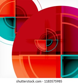 Creative circles geometric abstract background with 3d effect, vector trendy template