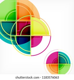 Creative circles geometric abstract background with 3d effect, vector trendy template