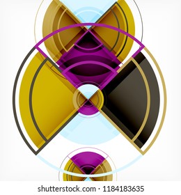 Creative circles geometric abstract background with 3d effect, vector trendy template