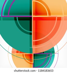 Color de fondo abstracto geométrico de círculos creativos con efecto 3d, plantilla de moda vectorial