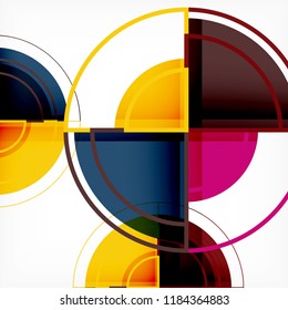 Creative circles geometric abstract background with 3d effect, vector trendy template