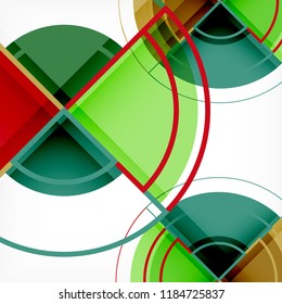 Creative circles geometric abstract background with 3d effect, vector trendy template
