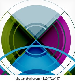 Creative circles geometric abstract background with 3d effect, vector trendy template