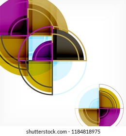 Creative circles geometric abstract background with 3d effect, vector trendy template