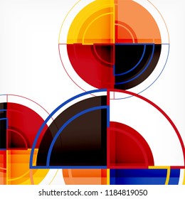 Creative circles geometric abstract background with 3d effect, vector trendy template