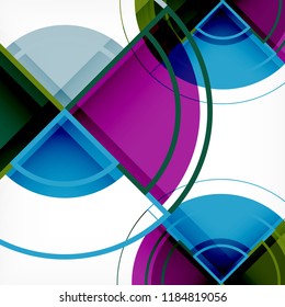 Color de fondo abstracto geométrico de círculos creativos con efecto 3d, plantilla de moda vectorial