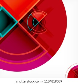 Creative circles geometric abstract background with 3d effect, vector trendy template