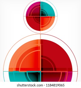 Creative circles geometric abstract background with 3d effect, vector trendy template