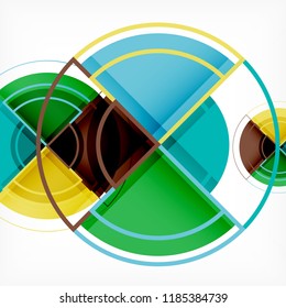 Creative circles geometric abstract background with 3d effect, vector trendy template