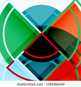 Creative circles geometric abstract background with 3d effect, vector trendy template