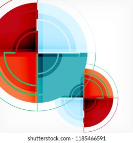 Creative circles geometric abstract background with 3d effect, vector trendy template