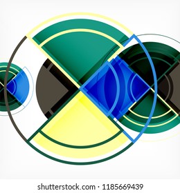 Creative circles geometric abstract background with 3d effect, vector trendy template