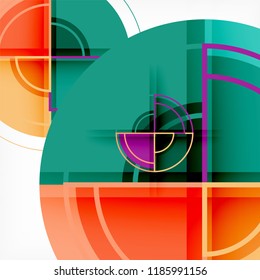 Creative circles geometric abstract background with 3d effect, vector trendy template