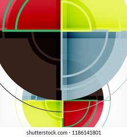 Creative circles geometric abstract background with 3d effect, vector trendy template