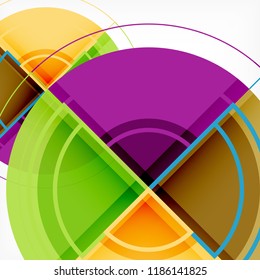 Creative circles geometric abstract background with 3d effect, vector trendy template