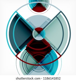 Creative circles geometric abstract background with 3d effect, vector trendy template