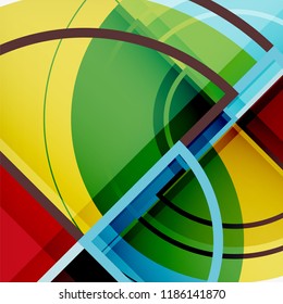 Creative circles geometric abstract background with 3d effect, vector trendy template
