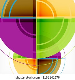 Creative circles geometric abstract background with 3d effect, vector trendy template