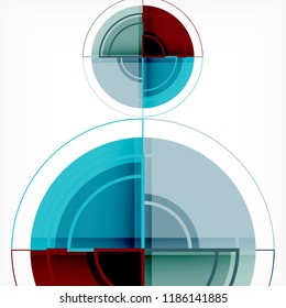 Creative circles geometric abstract background with 3d effect, vector trendy template