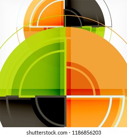 Creative circles geometric abstract background with 3d effect, vector trendy template