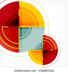 Creative circles geometric abstract background with 3d effect, vector trendy template