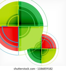 Color de fondo abstracto geométrico de círculos creativos con efecto 3d, plantilla de moda vectorial